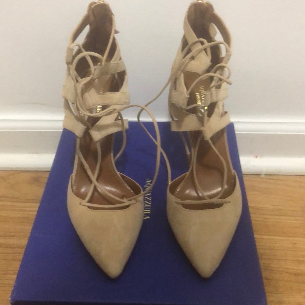 Brand new! Aquazurra Belgravia Nude Suede Heels Size 39